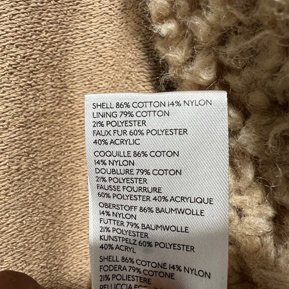 Anthropologie Cropped  Faux Shearling Fur Sherpa Cuffs Tweed Sweater Coat Size L - Picture 7 of 11